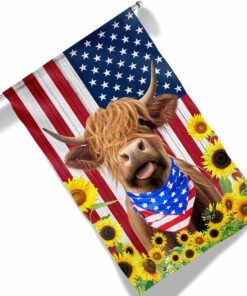 highland cattle sunflower patriot cow flag mln1488f 3195