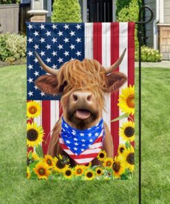 highland cattle sunflower patriot cow flag mln1488f 4526