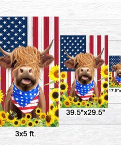 highland cattle sunflower patriot cow flag mln1488f 4755