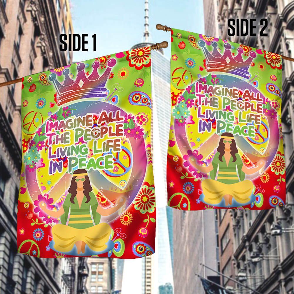 Hippe Peace Namaste Flag Imagine All The People Living Life In Peace NNT433F - Image 4