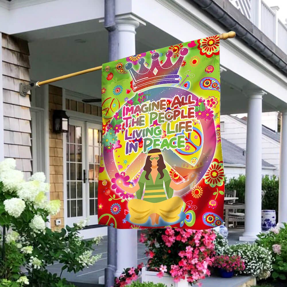 Hippe Peace Namaste Flag Imagine All The People Living Life In Peace NNT433F
