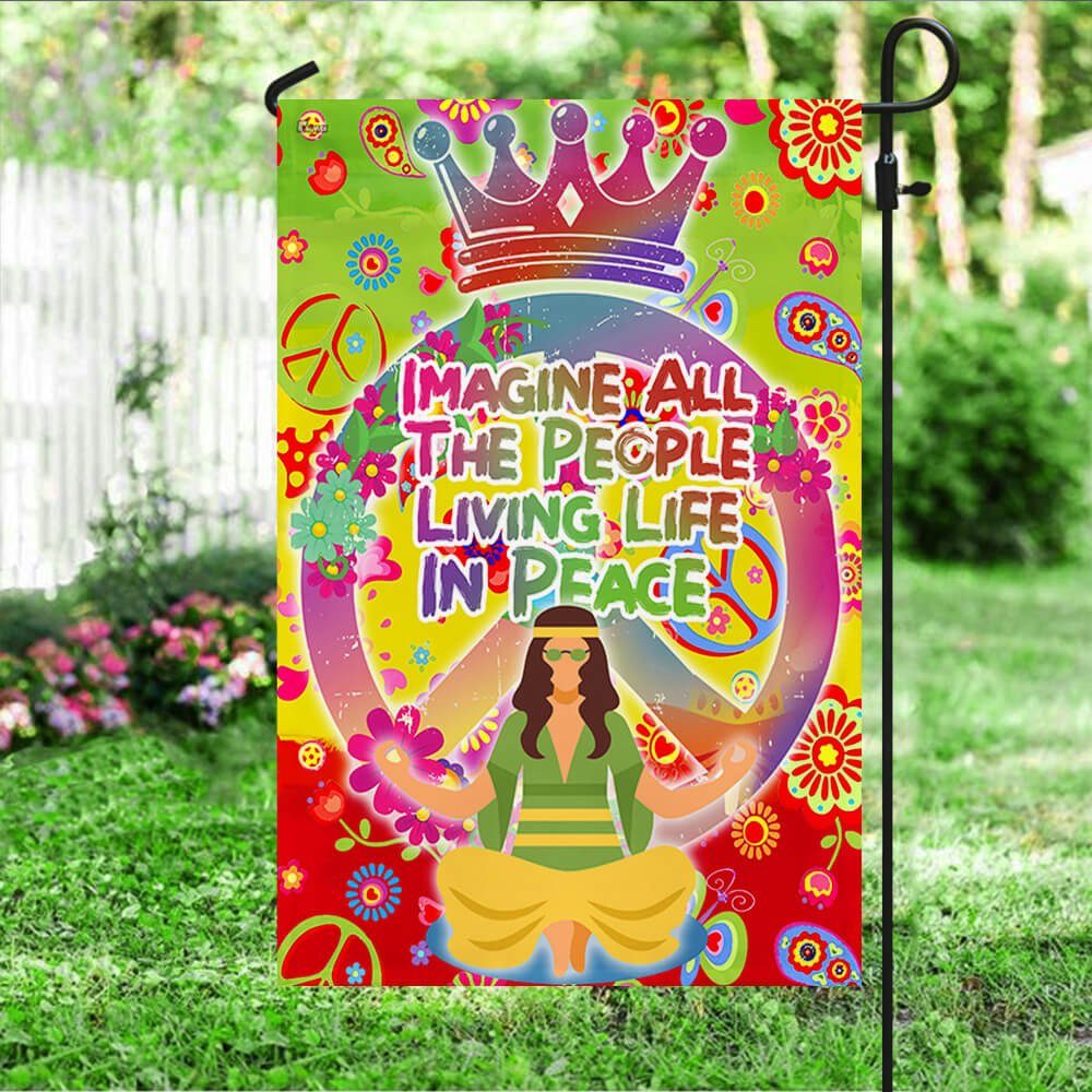Hippe Peace Namaste Flag Imagine All The People Living Life In Peace NNT433F - Image 2