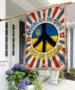 Hippie. Imagine All The People Living Life In Peace American Ukraine Flag THN3779F