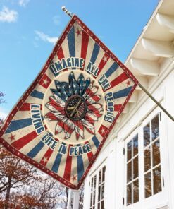 hippie. imagine all the people living life in peace flag 5739