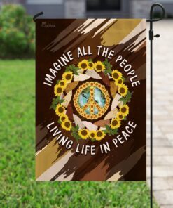 hippie. imagine all the people living life in peace flag 6094