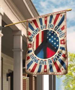 Hippie. Imagine All The People Living Life In Peace Flag KHTHN2175F