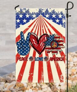 hippie. peace love america flag 6175