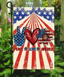 hippie. peace love america flag 8064