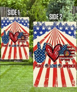 hippie. peace love america flag 8996