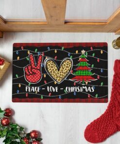 Hippie Christmas Doormat Peace Sign LNT836DM