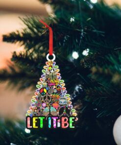 Hippie Christmas Tree Custom - Shaped Ornament Let It Be TTV379Ov1