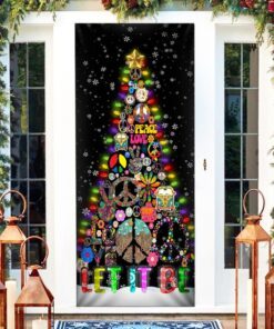hippie christmas tree door cover let it be ttv379d 1517