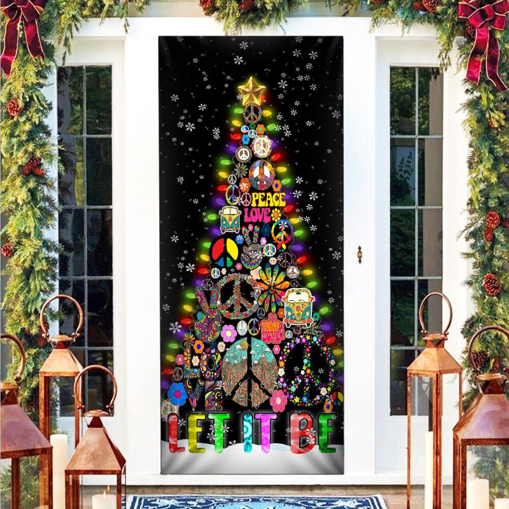 Hippie Christmas Tree Door Cover Let It Be TTV379D - Image 3