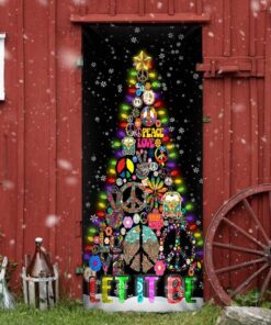 hippie christmas tree door cover let it be ttv379d 1762