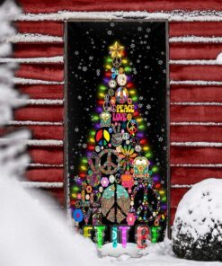 hippie christmas tree door cover let it be ttv379d 4160