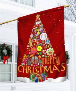 Hippie Christmas Tree Flag Merry Christmas TTV401Fv1