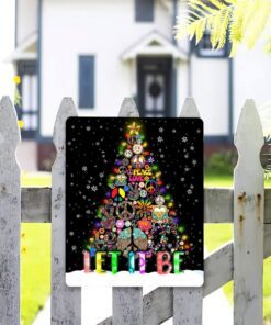 hippie christmas tree hanging metal sign let it be ttv379ms 2889