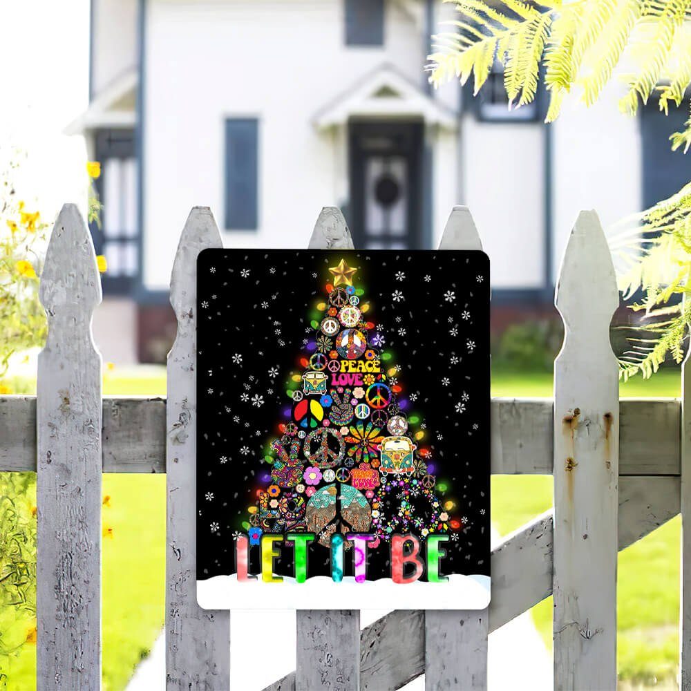 Hippie Christmas Tree Hanging Metal Sign Let It Be TTV379MS - Image 7