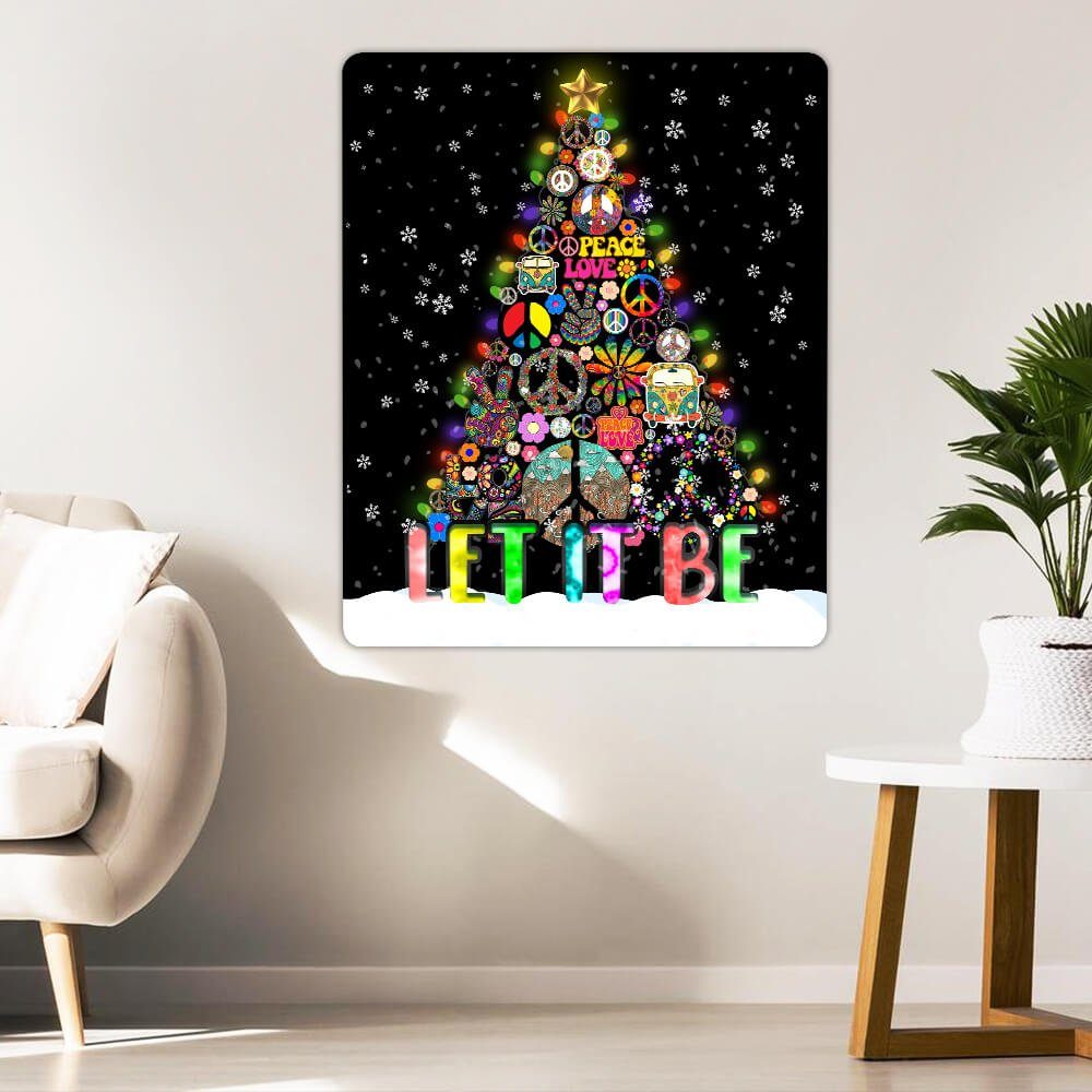 Hippie Christmas Tree Hanging Metal Sign Let It Be TTV379MS - Image 2