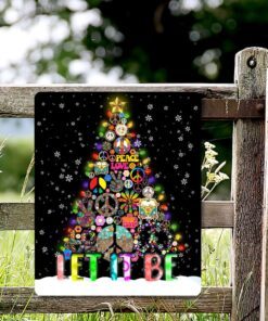 hippie christmas tree hanging metal sign let it be ttv379ms 6760