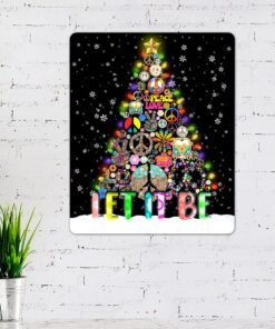 Hippie Christmas Tree Hanging Metal Sign Let It Be TTV379MS