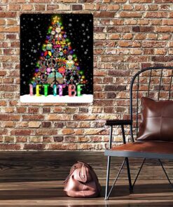 hippie christmas tree hanging metal sign let it be ttv379ms 8356
