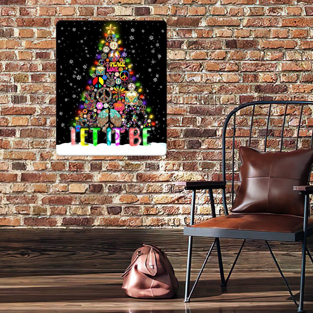 Hippie Christmas Tree Hanging Metal Sign Let It Be TTV379MS - Image 3