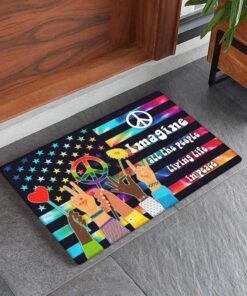 hippie doormat imagine all the people living life in peace dbd3141dm 1430