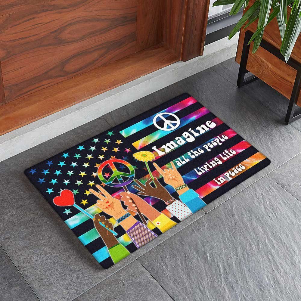 Hippie Doormat Imagine All The People Living Life In Peace DBD3141DM - Image 2