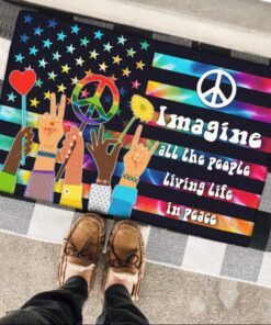 hippie doormat imagine all the people living life in peace dbd3141dm 5451