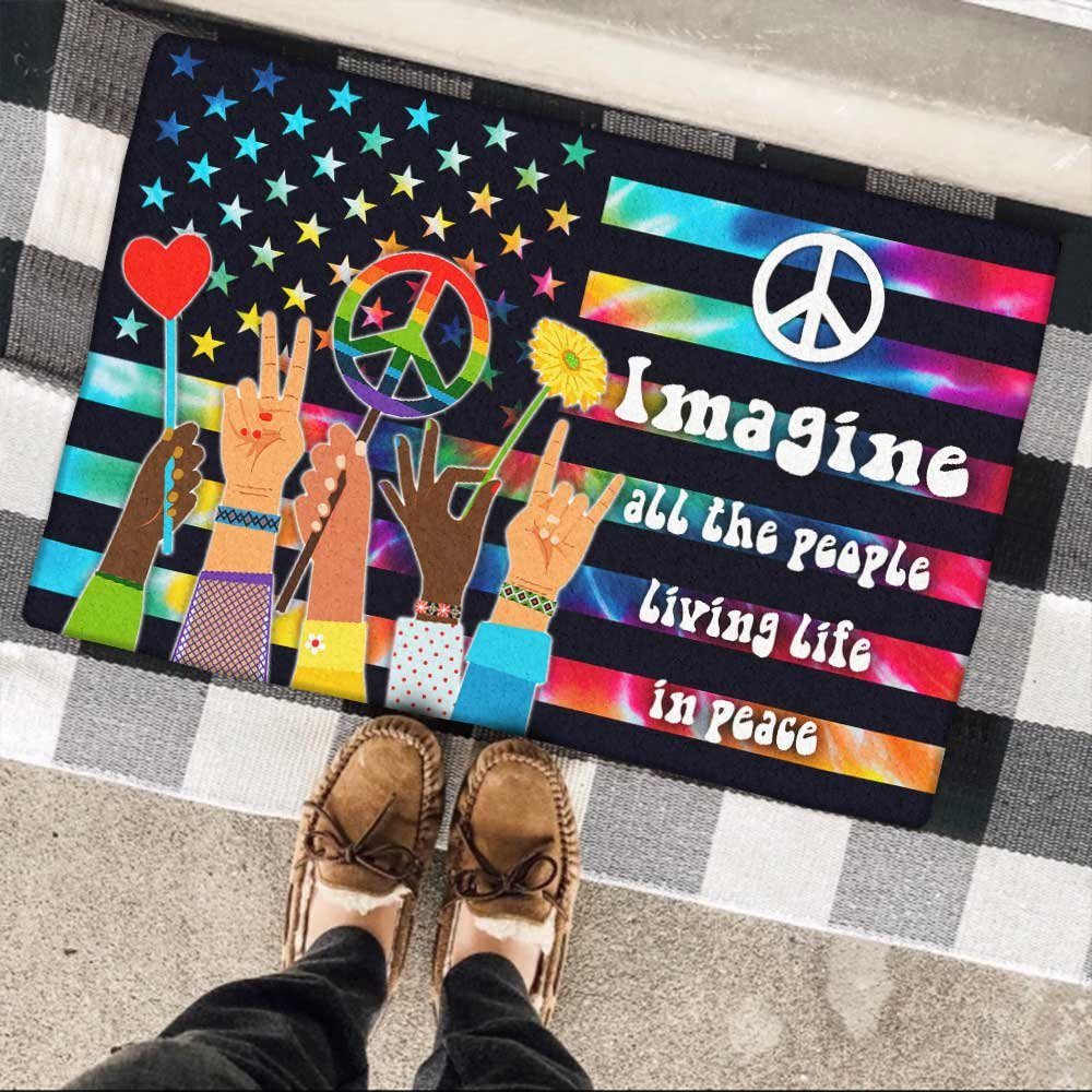 Hippie Doormat Imagine All The People Living Life In Peace DBD3141DM - Image 3