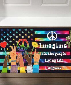 Hippie Doormat Imagine All The People Living Life In Peace DBD3141DM
