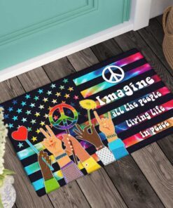 hippie doormat imagine all the people living life in peace dbd3141dm 6562