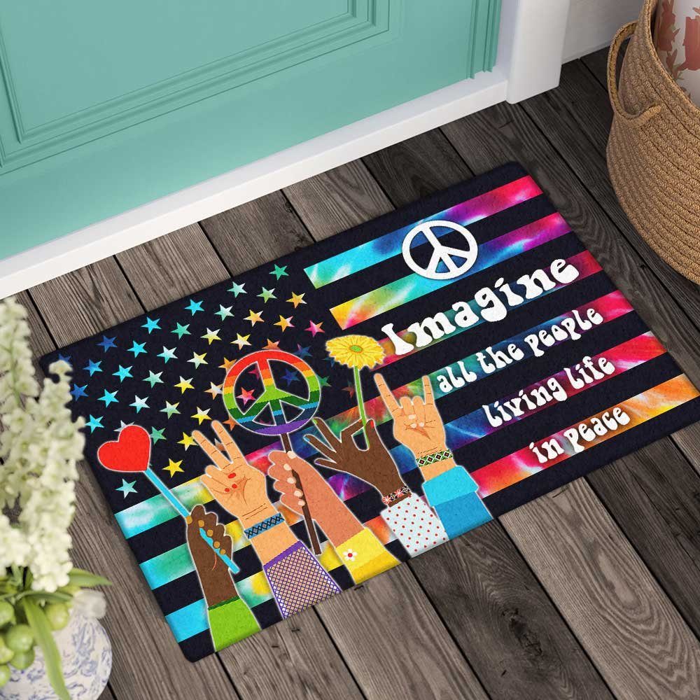 Hippie Doormat Imagine All The People Living Life In Peace DBD3141DM - Image 4