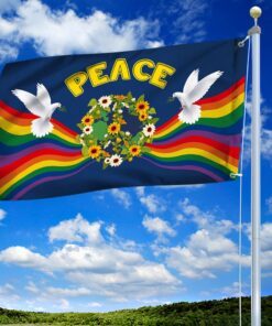 hippie flag dove peace hippie grommet flag qtr94gf 3152