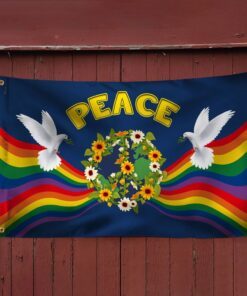 hippie flag dove peace hippie grommet flag qtr94gf 8109
