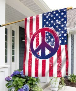 Hippie Flag Hippie Peace Sign American Flag TRV1841F