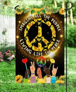 hippie flag imagine all the people living life in peace sunflower flag tpt345f 2238