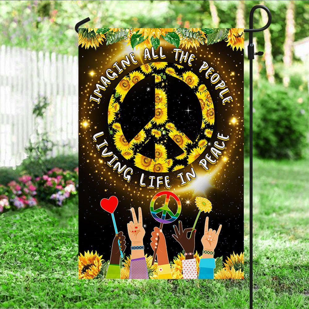 Hippie Flag Imagine All The People Living Life In Peace Sunflower Flag TPT345F - Image 3