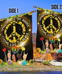 hippie flag imagine all the people living life in peace sunflower flag tpt345f 2928