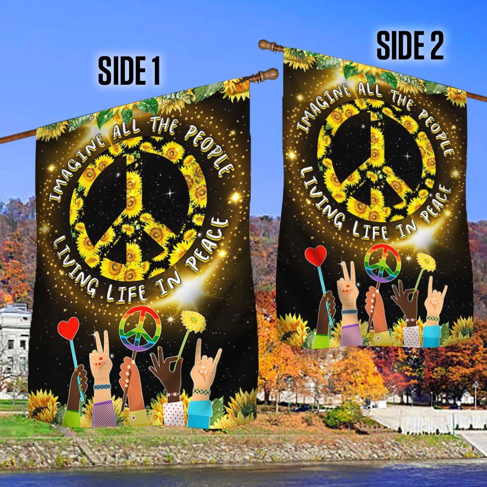 Hippie Flag Imagine All The People Living Life In Peace Sunflower Flag TPT345F - Image 2