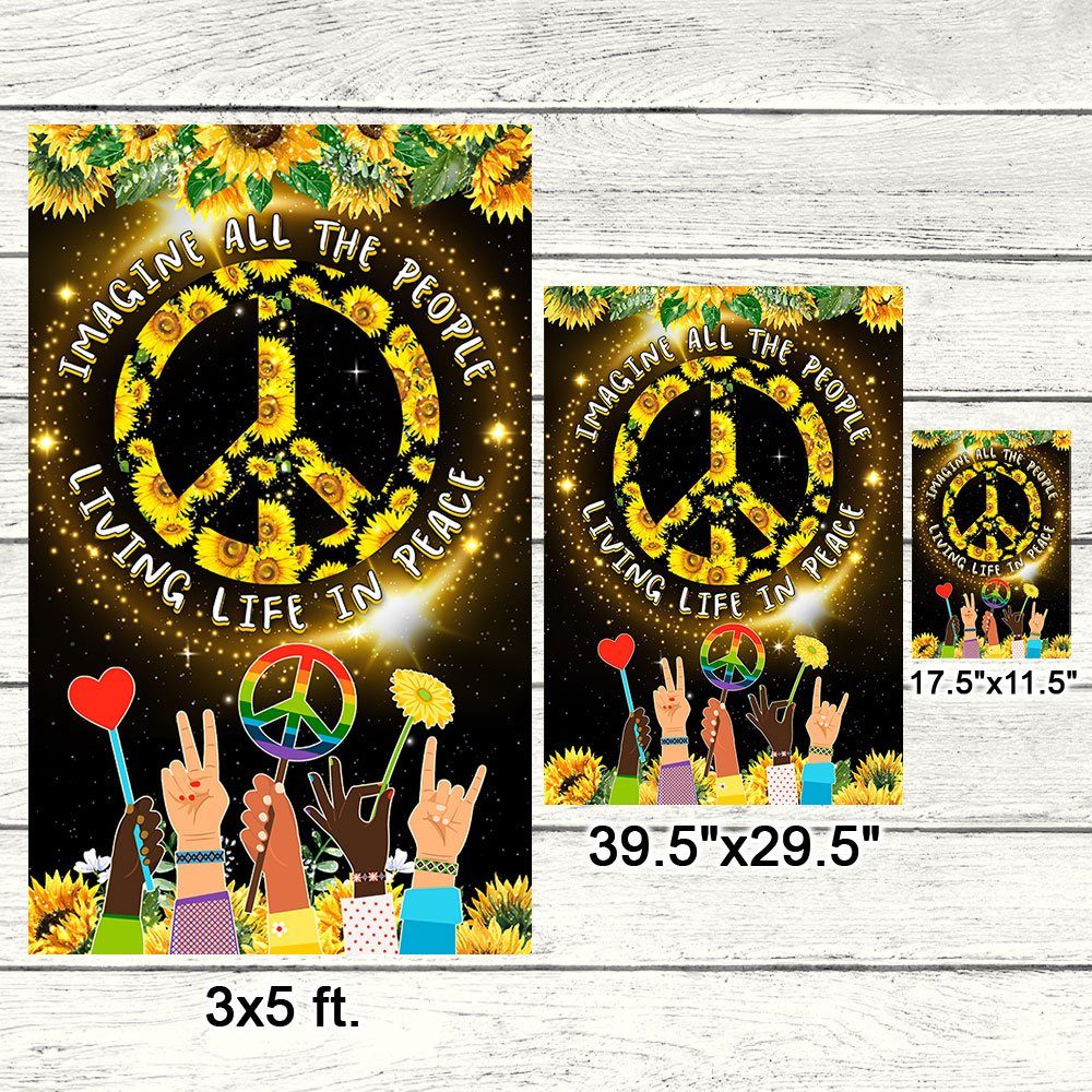 Hippie Flag Imagine All The People Living Life In Peace Sunflower Flag TPT345F - Image 7