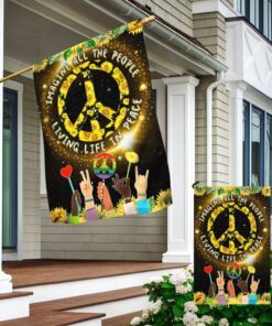 hippie flag imagine all the people living life in peace sunflower flag tpt345f 5027