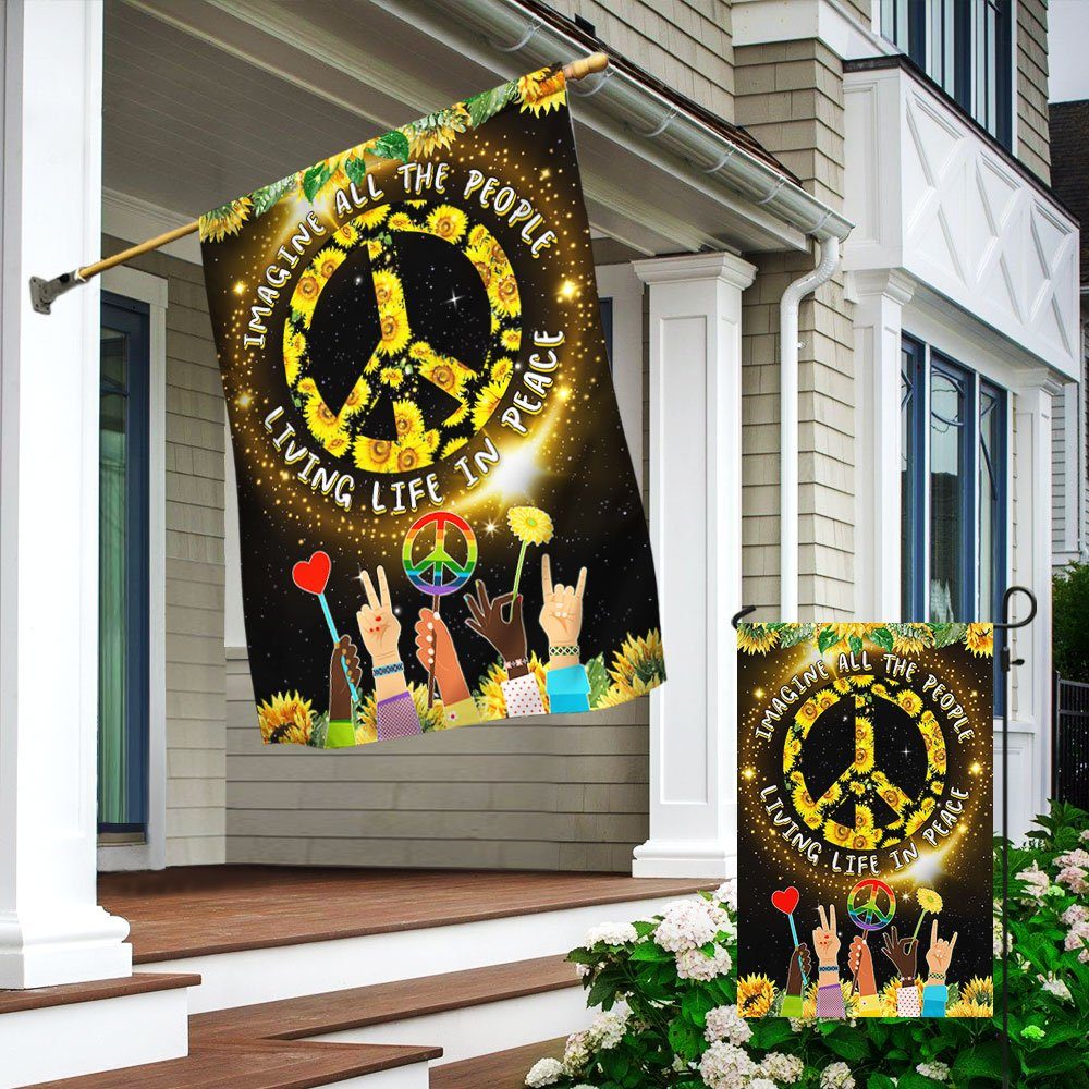 Hippie Flag Imagine All The People Living Life In Peace Sunflower Flag TPT345F - Image 4