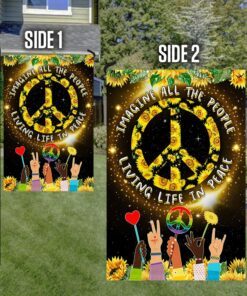 hippie flag imagine all the people living life in peace sunflower flag tpt345f 6142