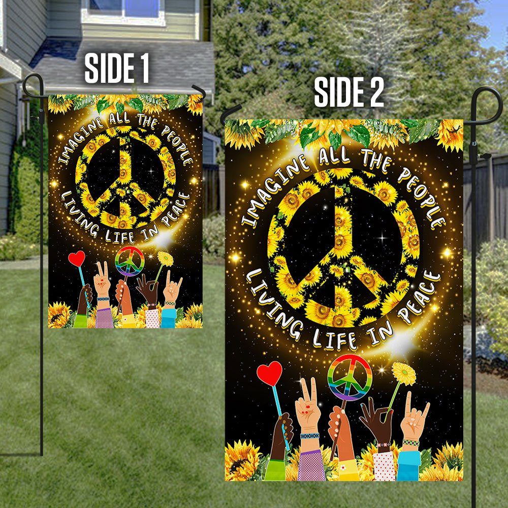 Hippie Flag Imagine All The People Living Life In Peace Sunflower Flag TPT345F - Image 5
