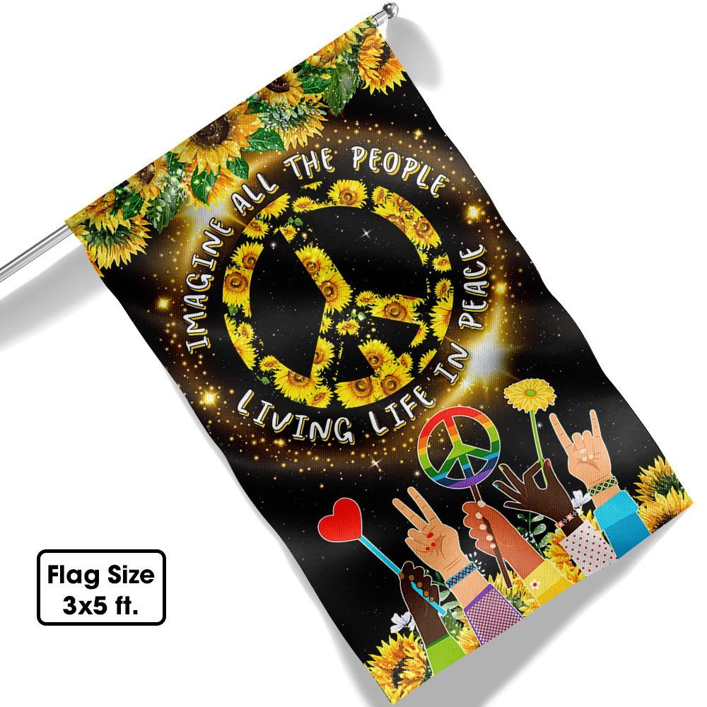 Hippie Flag Imagine All The People Living Life In Peace Sunflower Flag TPT345F - Image 6