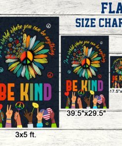 hippie flag in a world where you can be anything be kind. peace sign flag tpt245fv1 8880
