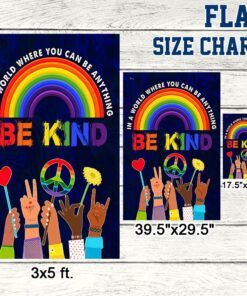 hippie flag in a world where you can be anything be kind. peace sign rainbow lgbt flag tpt247fv1 5559