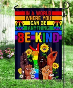 hippie flag in a world where you can be anything be kind bnn341f 1503